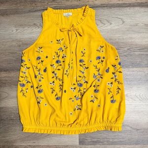 Chenault Mustard Floral Embroidered Blouse